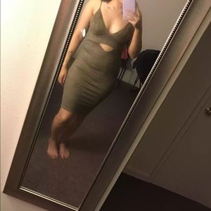 Olive green suede dress